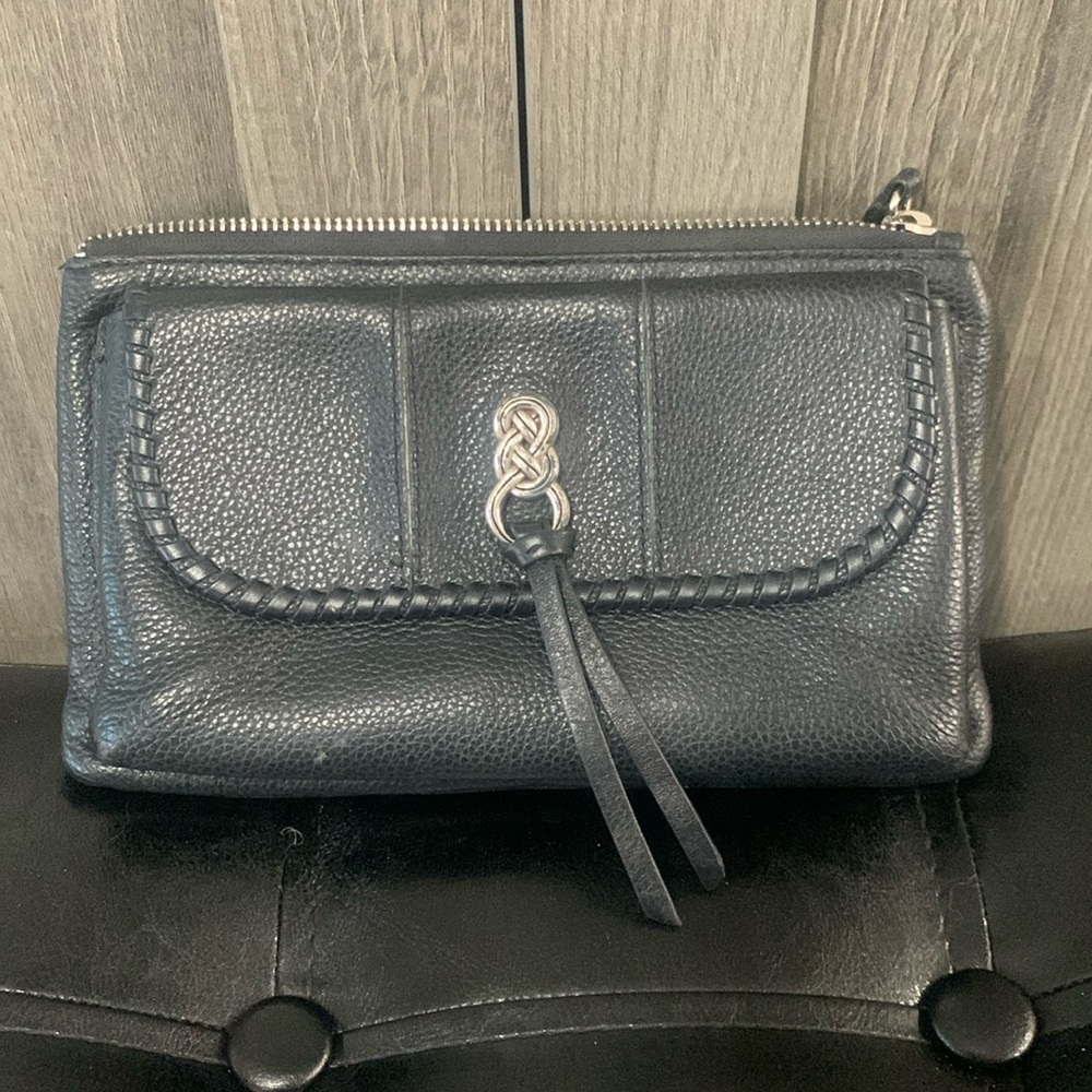Brighton Black Leather Small Purse or Snap Clutch Without Shoulder Strap